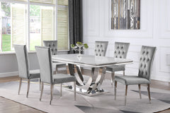 Orleans Furniture - Coaster - Kerwin 7-piece Rectangular Dining Table Set Grey and Chrome - 111101-S7G