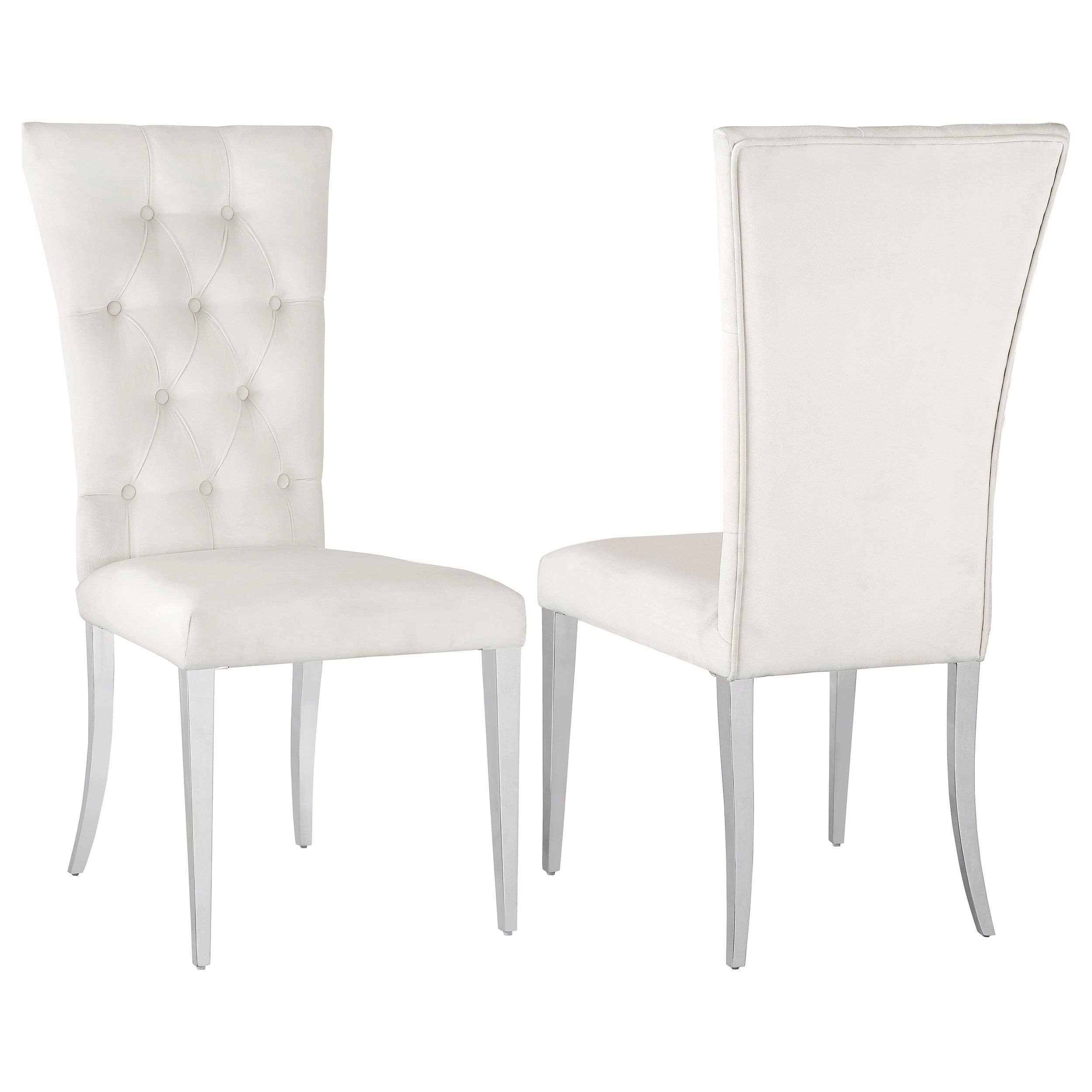 Orleans Furniture - Coaster - Kerwin Velvet Upholstered Dining Side Chair White (Set of 2) - 111102