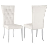 Orleans Furniture - Coaster - Kerwin Velvet Upholstered Dining Side Chair White (Set of 2) - 111102
