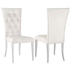 Orleans Furniture - Coaster - Kerwin Velvet Upholstered Dining Side Chair White (Set of 2) - 111102