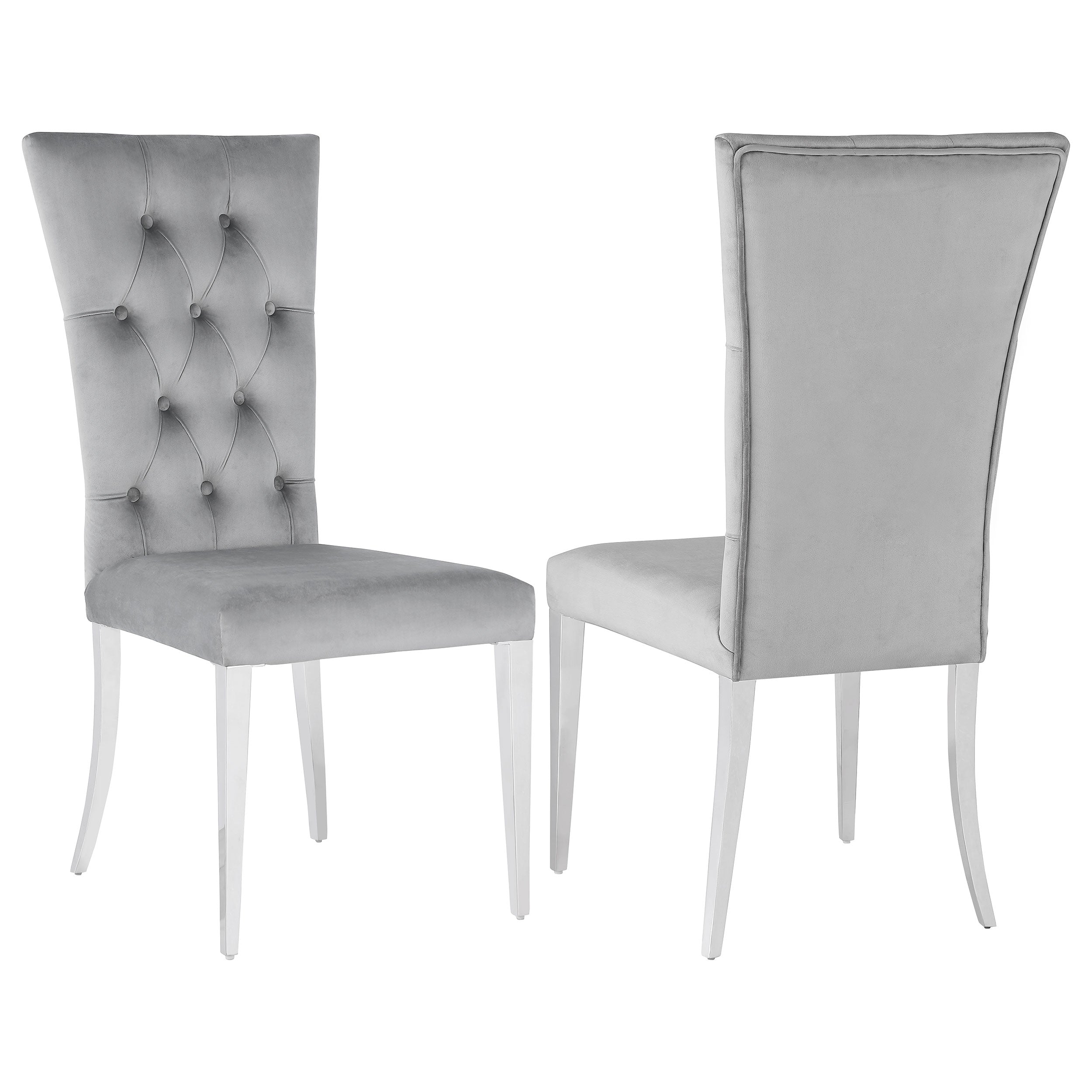 Orleans Furniture - Coaster - Kerwin Velvet Upholstered Dining Side Chair Grey (Set of 2) - 111103