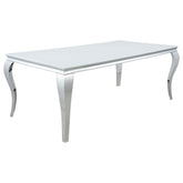 Orleans Furniture - Coaster - Carone Rectangular 81-inch Glass Top Dining Table White - 115081