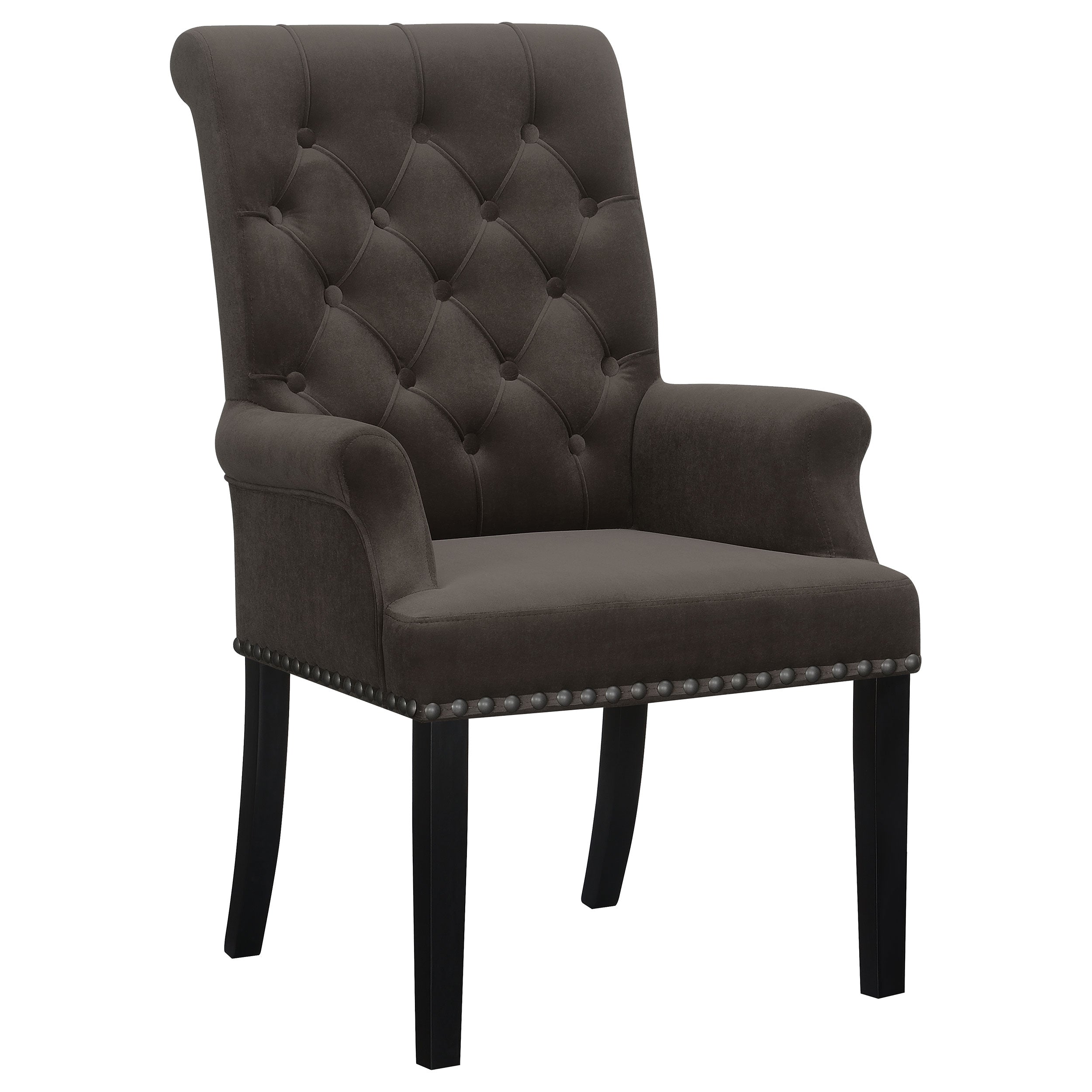 Orleans Furniture - Coaster - Alana Velvet Upholstered Dining Arm Chair Brown - 115173