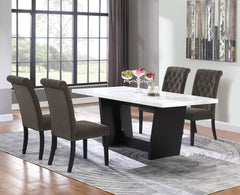 Orleans Furniture - Coaster - Sherry 5-piece Rectangular Marble Top Dining Table Set Brown - 115511-S5BV