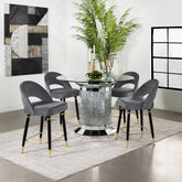 Orleans Furniture - Coaster - Ellie 5-piece Mirrored Counter Height Dining Table Set Grey - 115558-S5G