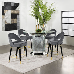 Orleans Furniture - Coaster - Ellie 5-piece Mirrored Counter Height Dining Table Set Grey - 115558-S5G
