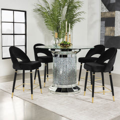 Orleans Furniture - Coaster - Ellie 5-piece Mirrored Counter Height Dining Table Set Black - 115558-S5