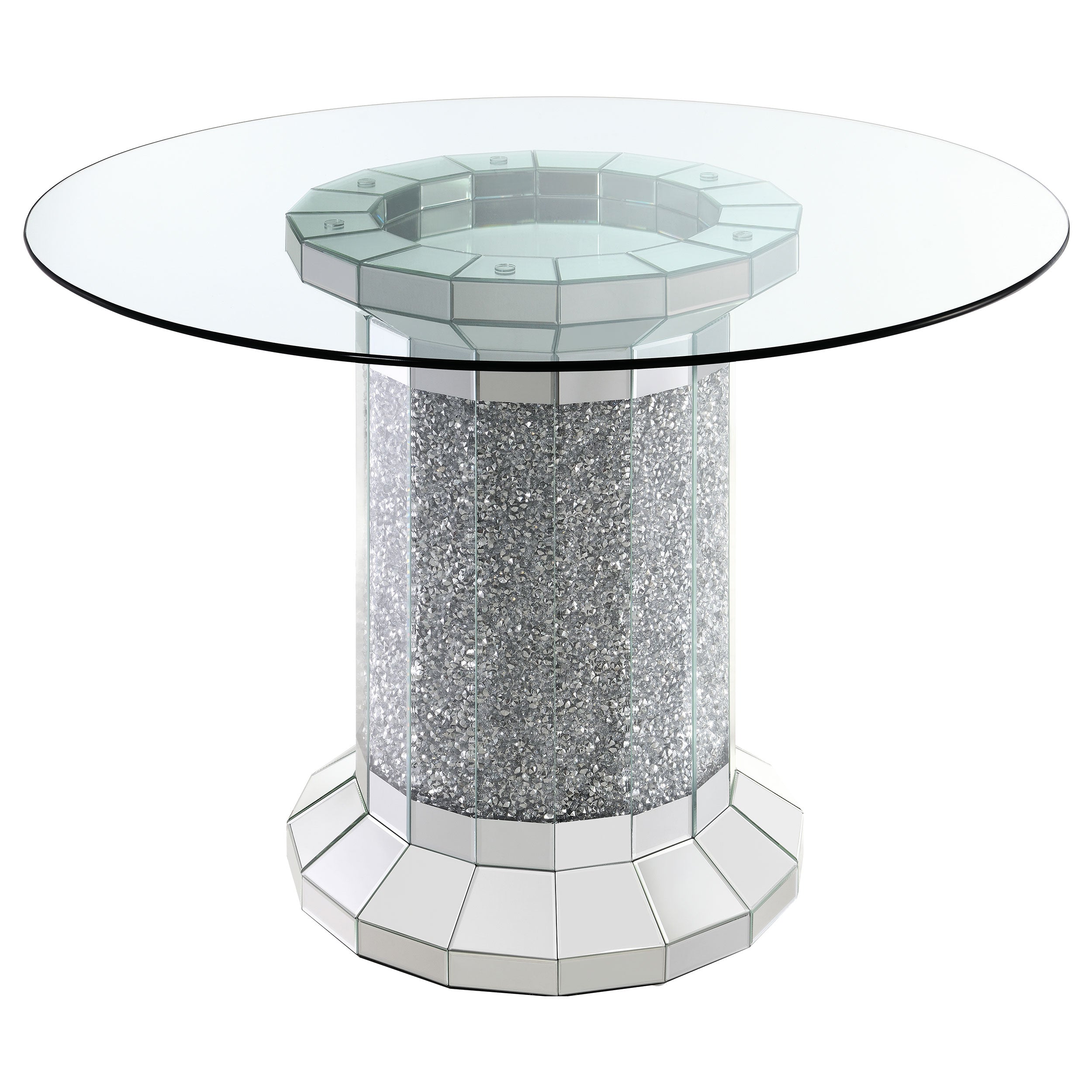 Orleans Furniture - Coaster - Ellie 52-inch Glass Top Counter Height Dining Table Silver - 115558