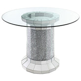 Orleans Furniture - Coaster - Ellie 52-inch Glass Top Counter Height Dining Table Silver - 115558