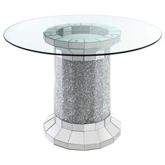 Orleans Furniture - Coaster - Ellie 52-inch Glass Top Counter Height Dining Table Silver - 115558