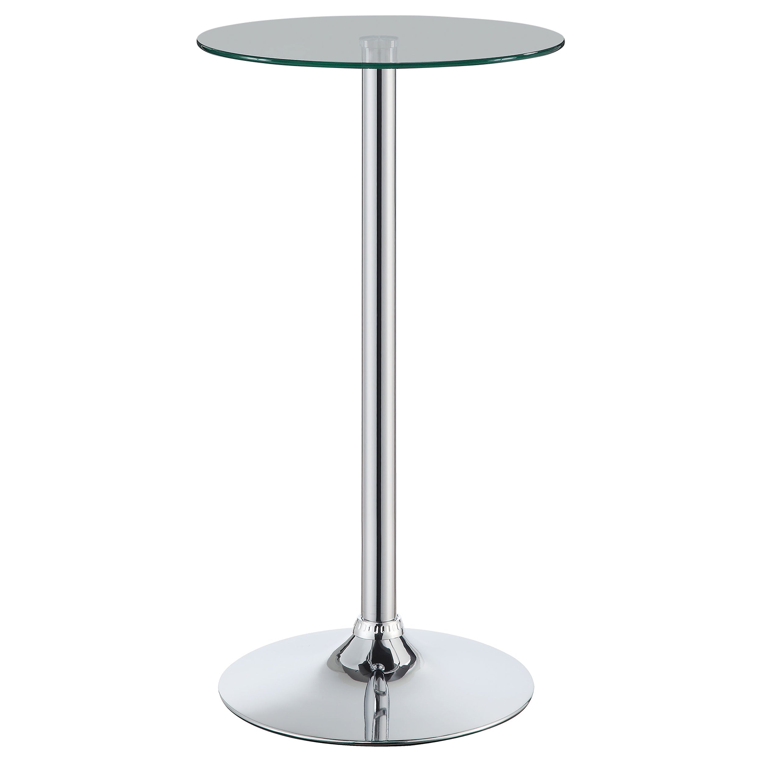 Orleans Furniture - Coaster - Abiline Round 24-inch Glass Top Bistro Bar Table Chrome - 120341