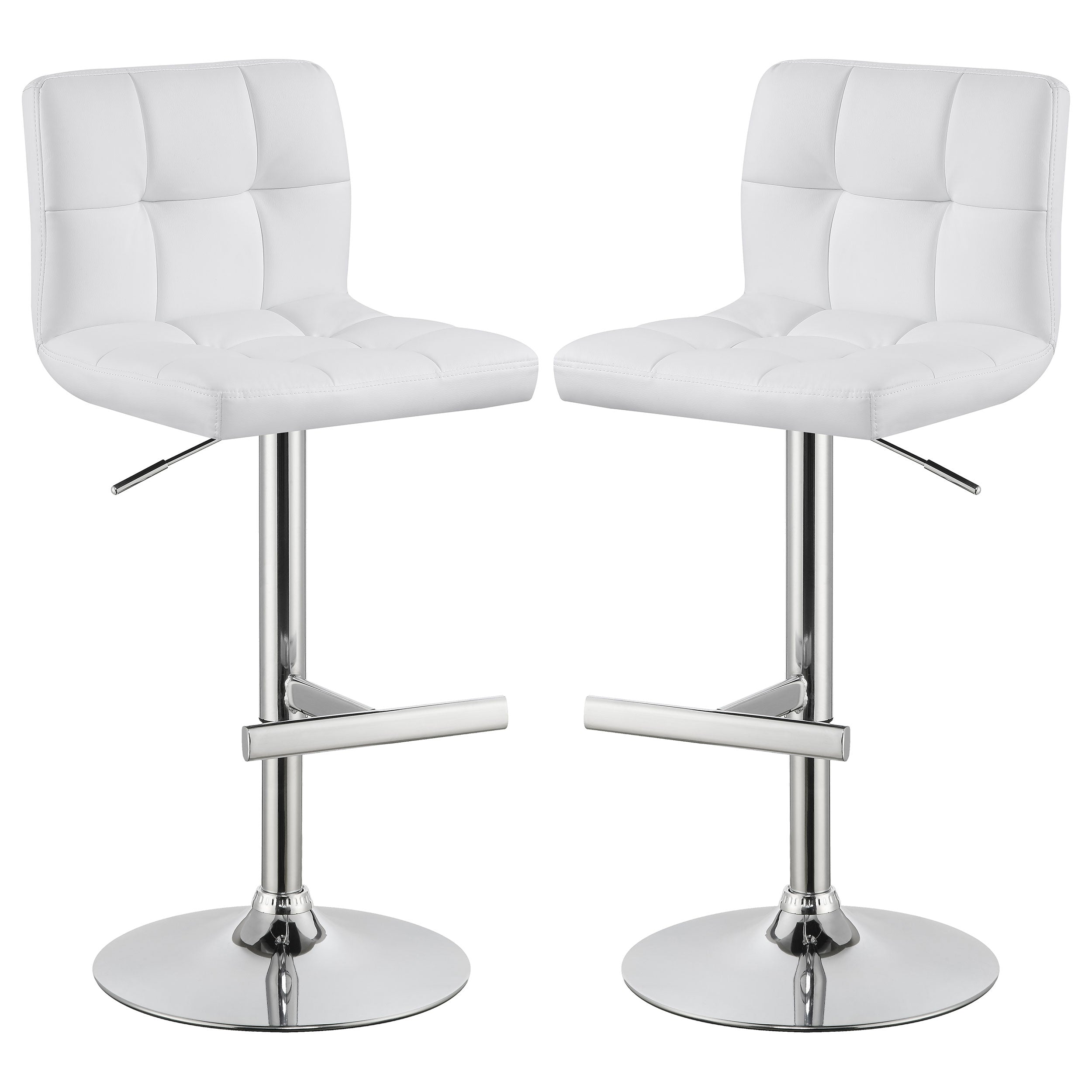 Orleans Furniture - Coaster - Lenny Upholstered Adjustable Bar Stool White (Set of 2) - 120356