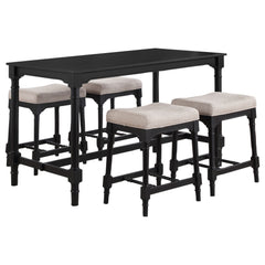 Martina 5-piece Rectangular Counter Height Dining Set Black