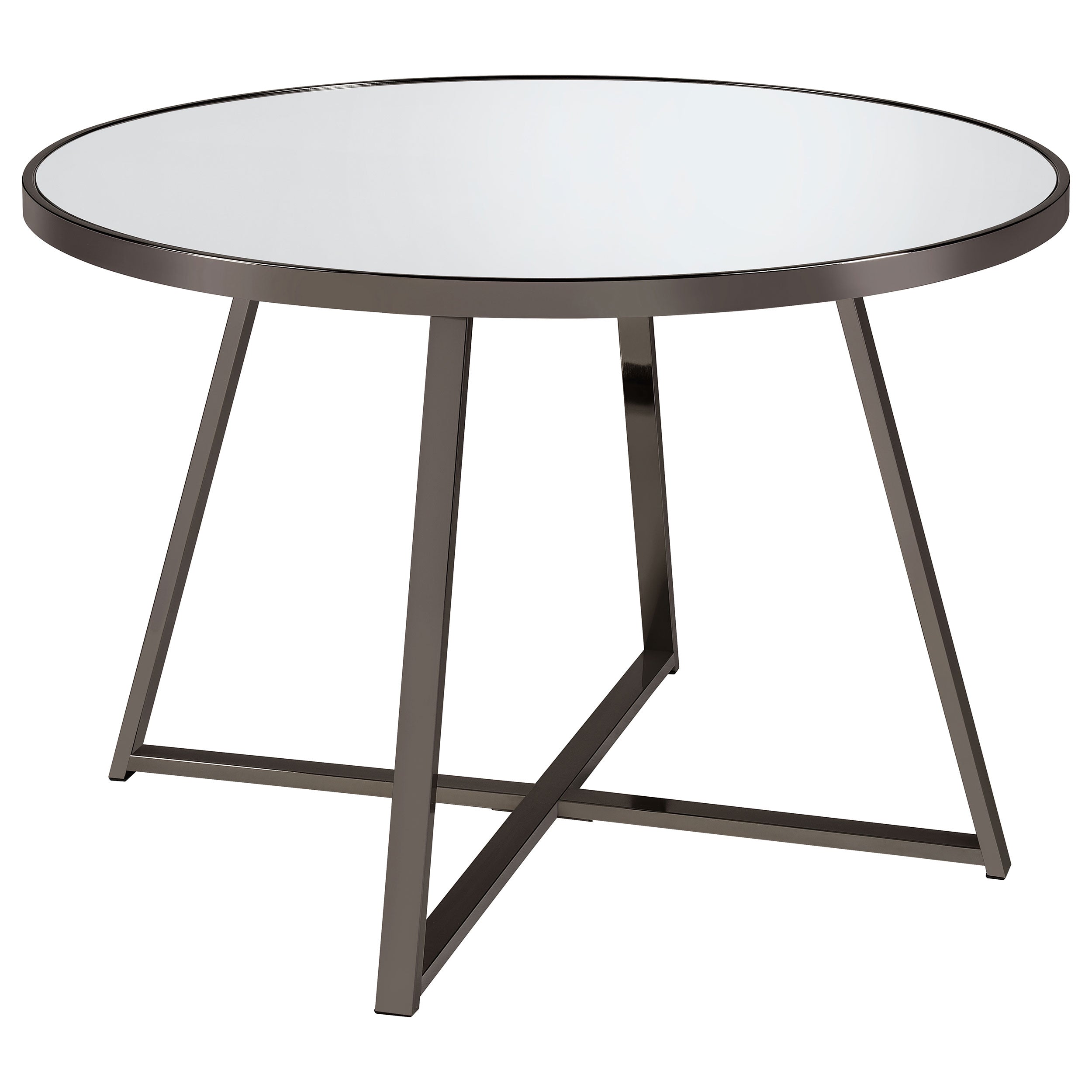 Orleans Furniture - Coaster - Jillian Round 45-inch Mirror Top Dining Table Black Nickel - 120630
