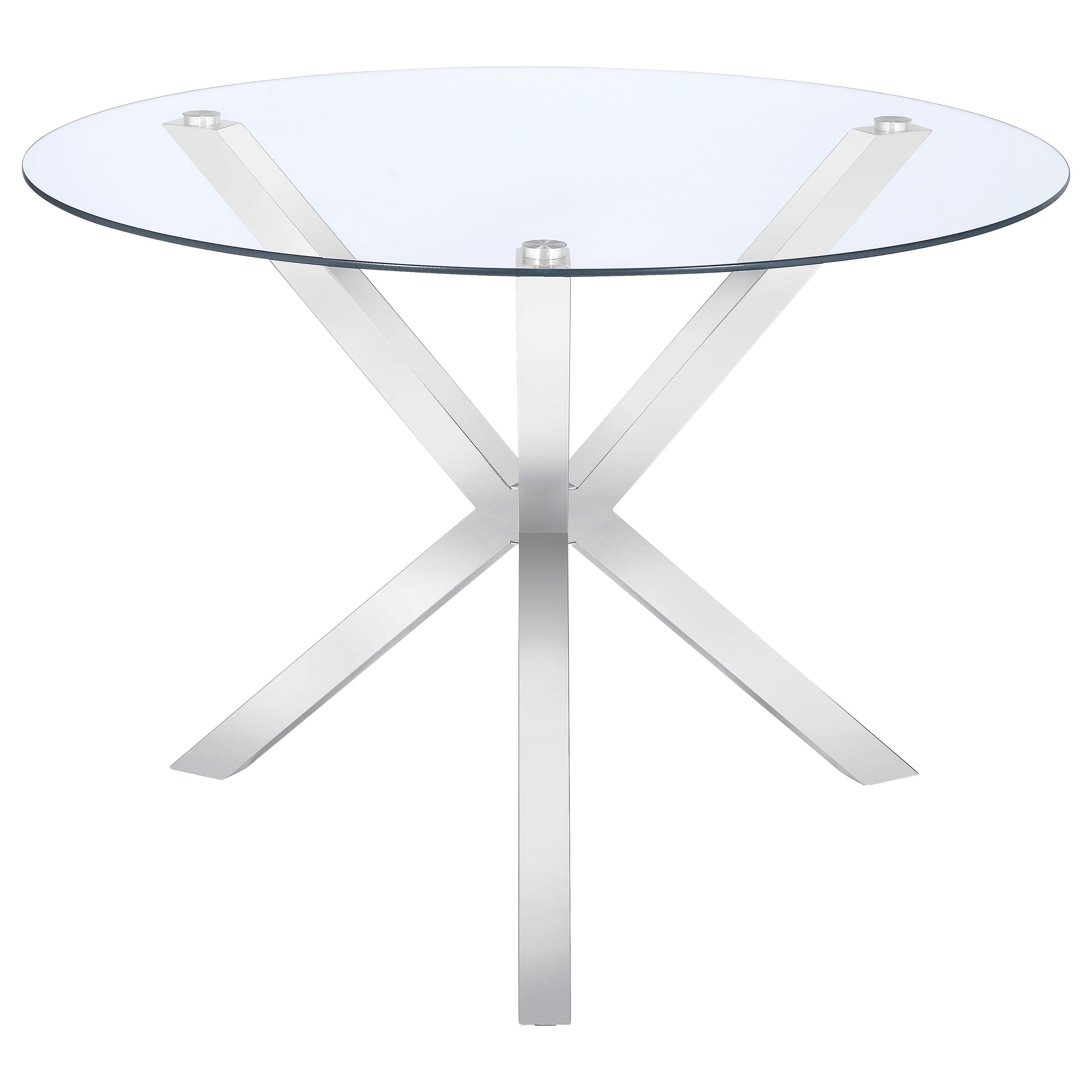 Orleans Furniture - Coaster - Vance Round 41-inch Glass Top Asterisk Dining Table Chrome - 120760