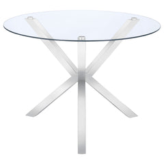Orleans Furniture - Coaster - Vance Round 41-inch Glass Top Asterisk Dining Table Chrome - 120760