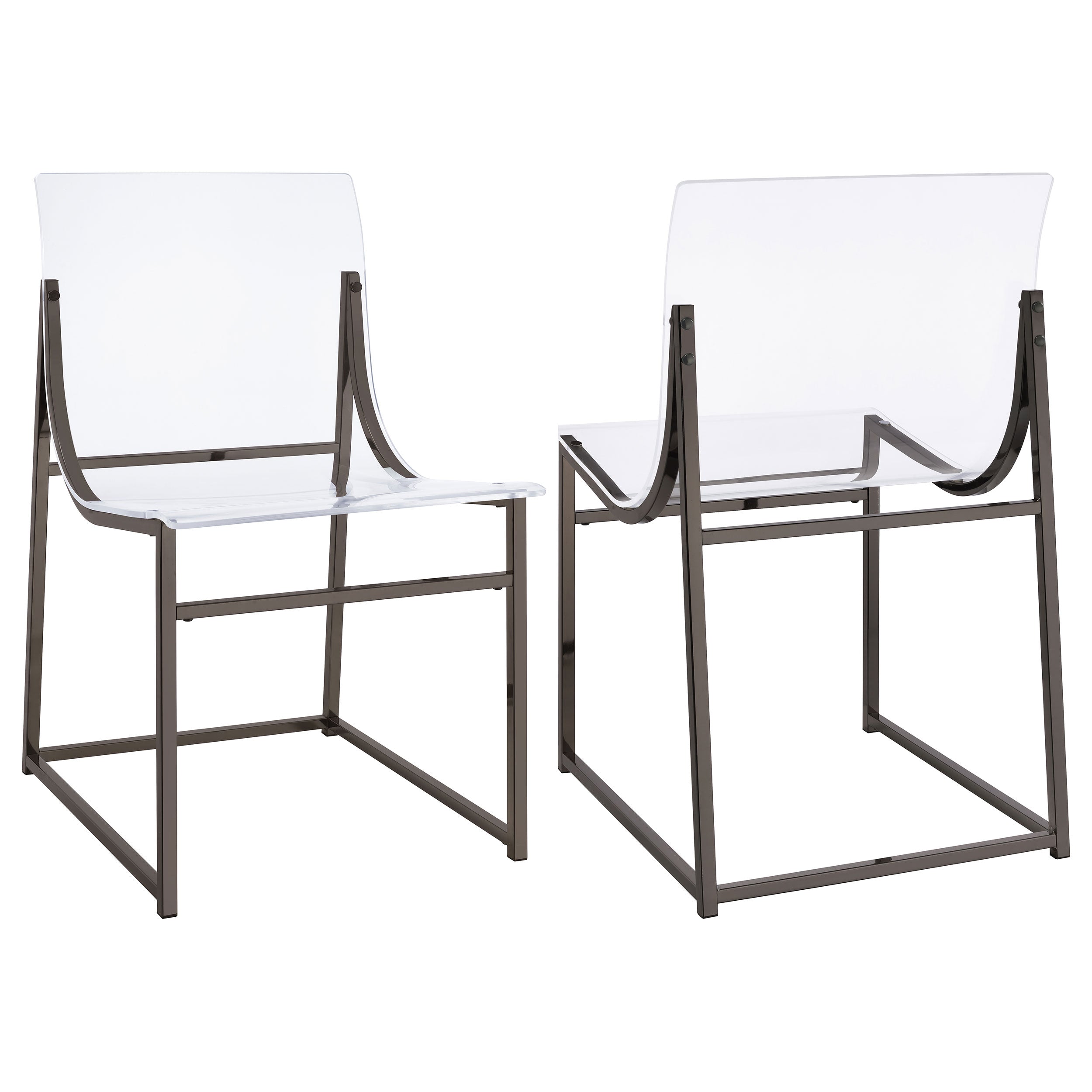 Orleans Furniture - Coaster - Adino Acrylic Dining Side Chair Black Nickel (Set of 2) - 121142