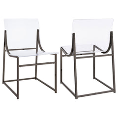 Orleans Furniture - Coaster - Adino Acrylic Dining Side Chair Black Nickel (Set of 2) - 121142