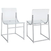 Orleans Furniture - Coaster - Adino Acrylic Dining Side Chair Chrome (Set of 2) - 121182