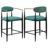 Orleans Furniture - Coaster - Tina Fabric Upholstered Counter Chair Green (Set of 2) - 121185