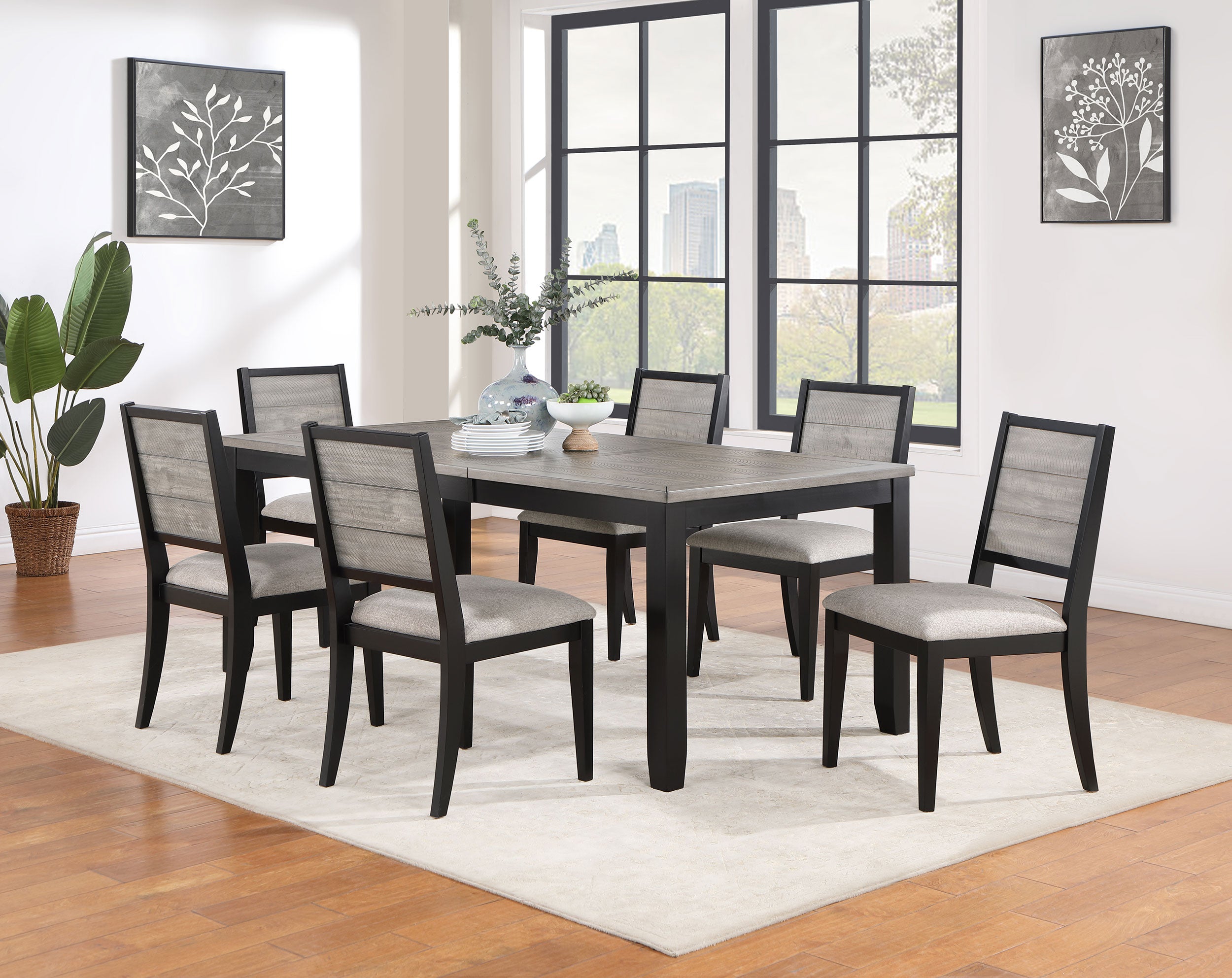 Orleans Furniture - Coaster - Elodie 7-piece Rectangular Extension Leaf Dining Set Black - 121221-S7