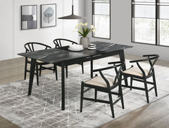 Orleans Furniture - Coaster - Crestmont 5-piece Extension Leaf Dining Table Set Black - 121251-S5