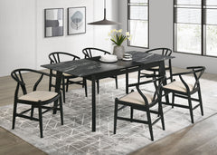 Orleans Furniture - Coaster - Crestmont 7-piece Extension Leaf Dining Table Set Black - 121251-S7