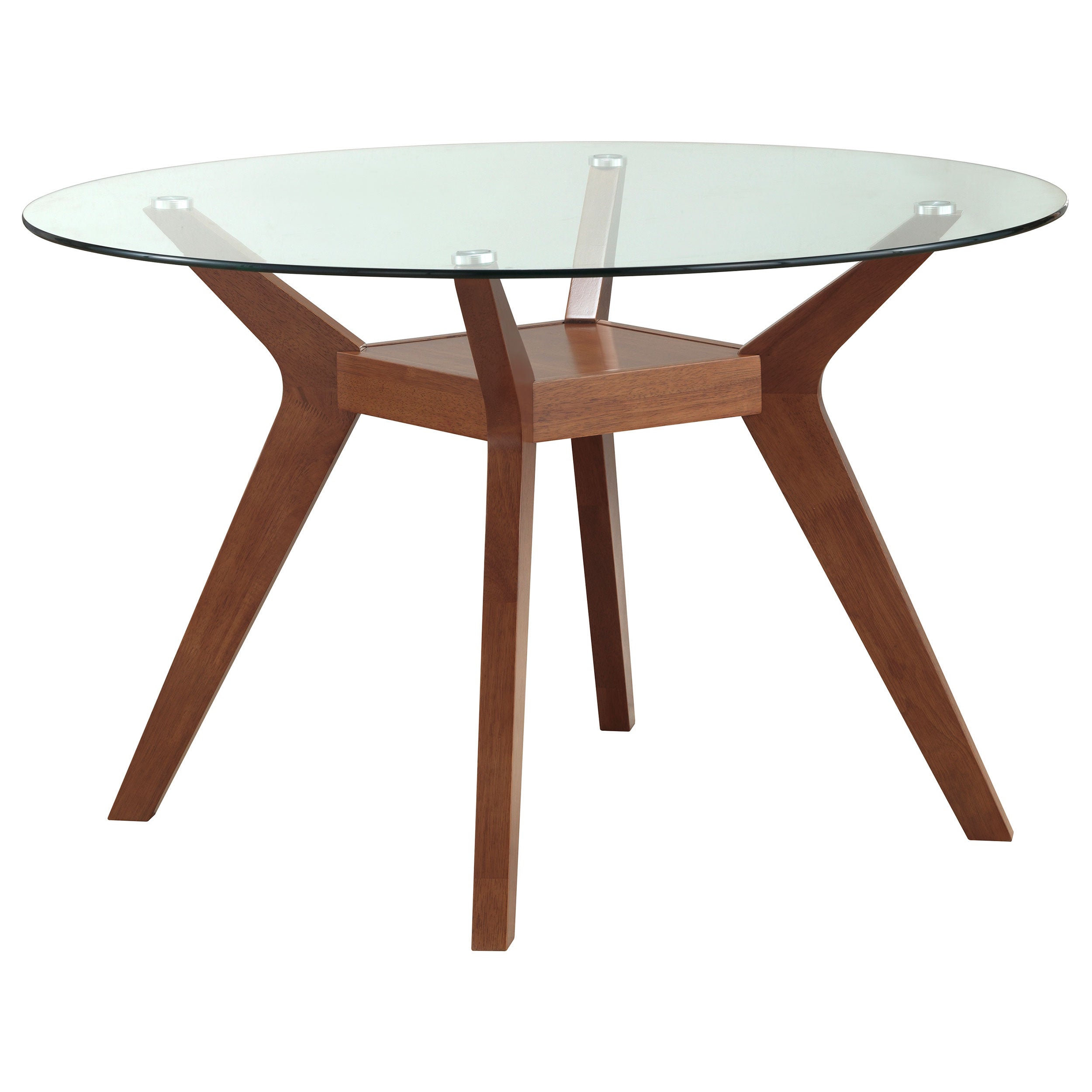 Orleans Furniture - Coaster - Paxton Round 48-inch Glass Top Wood Dining Table Nutmeg - 122180BG