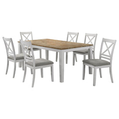 Hollis 7-piece Rectangular Dining Table Set Brown and White