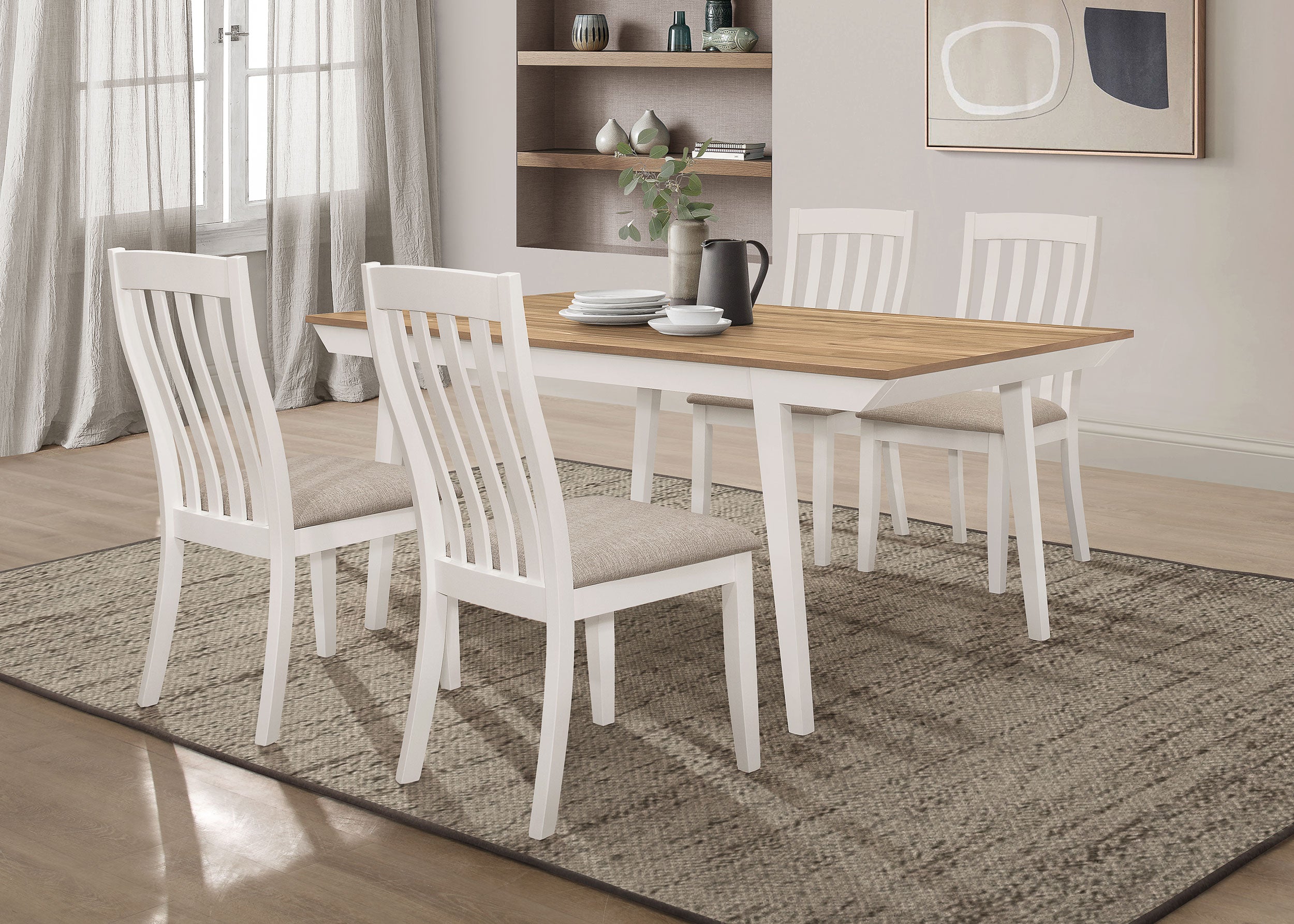 Orleans Furniture - Coaster - Nogales 5-piece Rectangular Dining Table Set Off White - 122301-S5