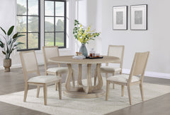 Orleans Furniture - Coaster - Trofello 5-piece Round Dining Table Set White Washed - 123120-S5