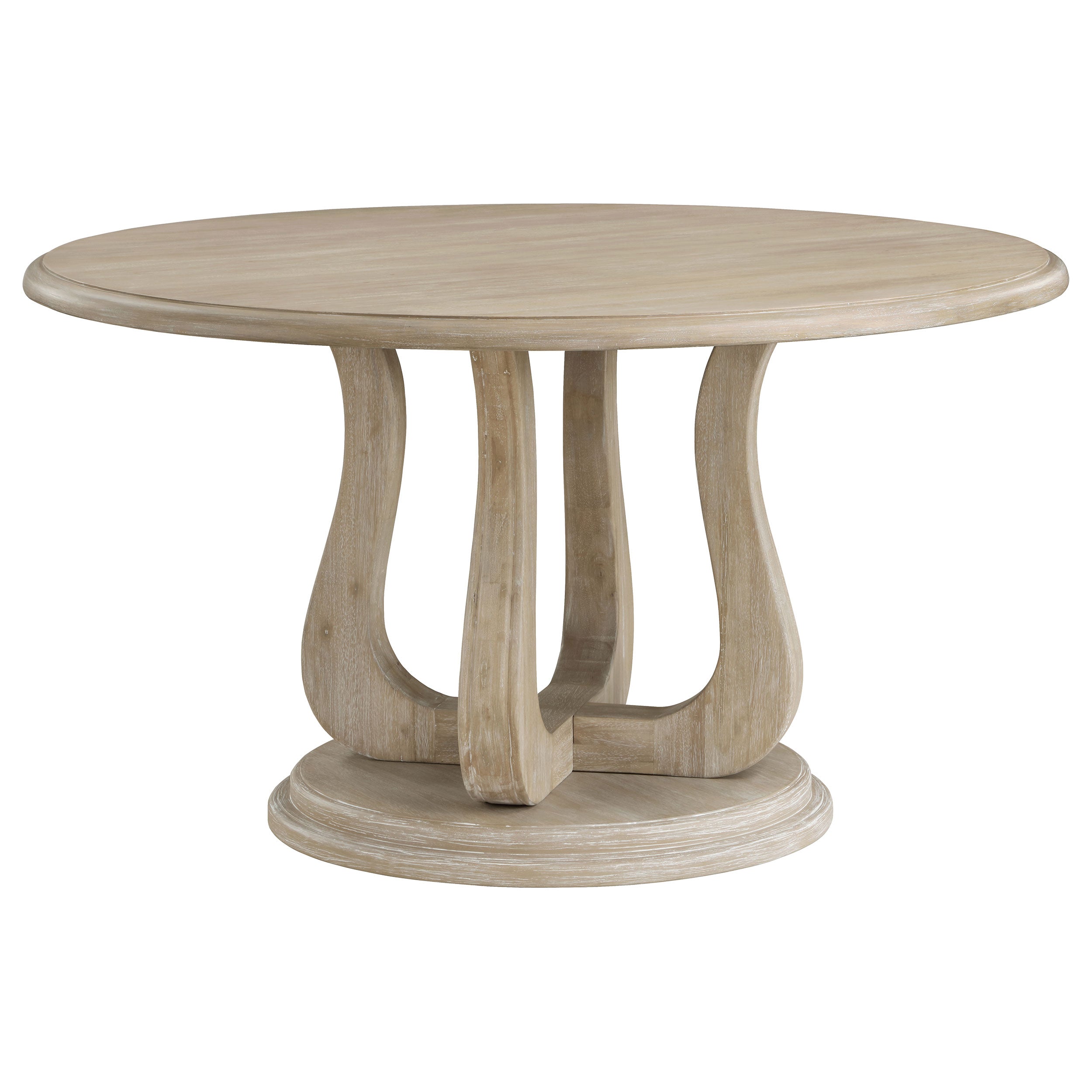 Orleans Furniture - Coaster - Trofello Round 60-inch Pedestal Dining Table White Washed - 123120
