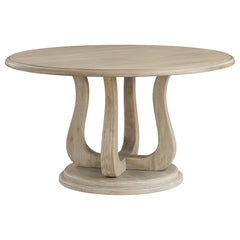 Orleans Furniture - Coaster - Trofello Round 60-inch Pedestal Dining Table White Washed - 123120