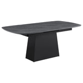Orleans Furniture - Coaster - Potero 73-inch Faux Marble Extension Leaf Dining Table Black - 123131