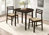 Orleans Furniture - Coaster - Bucknell 3-piece Round Drop Leaf Dining Table Set Cappuccino - 130005