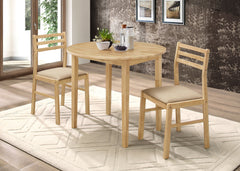 Orleans Furniture - Coaster - Bucknell 3-piece Round Drop Leaf Dining Table Set Natural - 130006