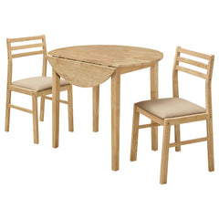Bucknell 3-piece Round Drop Leaf Dining Table Set Natural