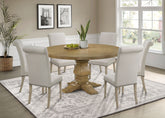 Orleans Furniture - Coaster - Florence 7-piece Round Dining Table Set Rustic Honey - 180200-S7B