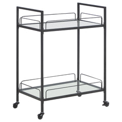 Orleans Furniture - Coaster - Curltis 2-tier Rectangular Glass Shelf Metal Bar Cart Black - 181065