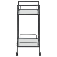 Curltis 2-tier Rectangular Glass Shelf Metal Bar Cart Black