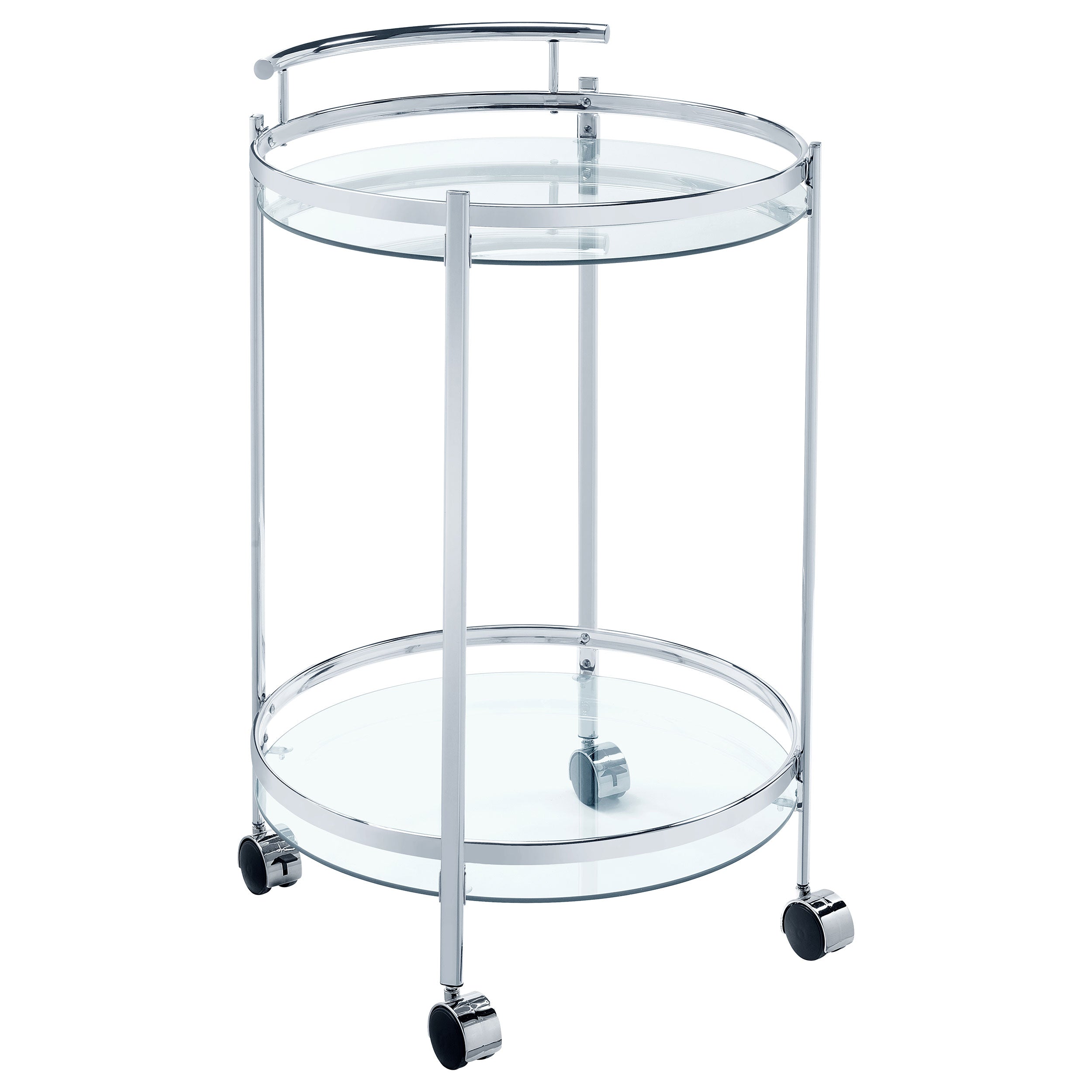 Orleans Furniture - Coaster - Chrissy Round Glass Shelf Metal Bar Cart Chrome - 181367