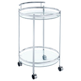 Orleans Furniture - Coaster - Chrissy Round Glass Shelf Metal Bar Cart Chrome - 181367
