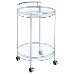 Orleans Furniture - Coaster - Chrissy Round Glass Shelf Metal Bar Cart Chrome - 181367