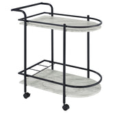 Orleans Furniture - Coaster - Desiree 2-tier Faux Marble Shelf Metal Bar Cart Black - 181376