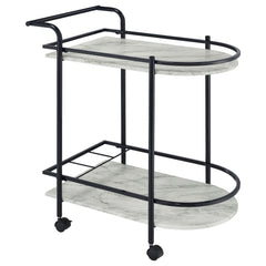 Orleans Furniture - Coaster - Desiree 2-tier Faux Marble Shelf Metal Bar Cart Black - 181376