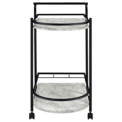 Desiree 2-tier Faux Marble Shelf Metal Bar Cart Black