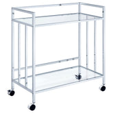 Orleans Furniture - Coaster - Cara 2-tier Rectangular Glass Shelf Metal Bar Cart Chrome - 181382
