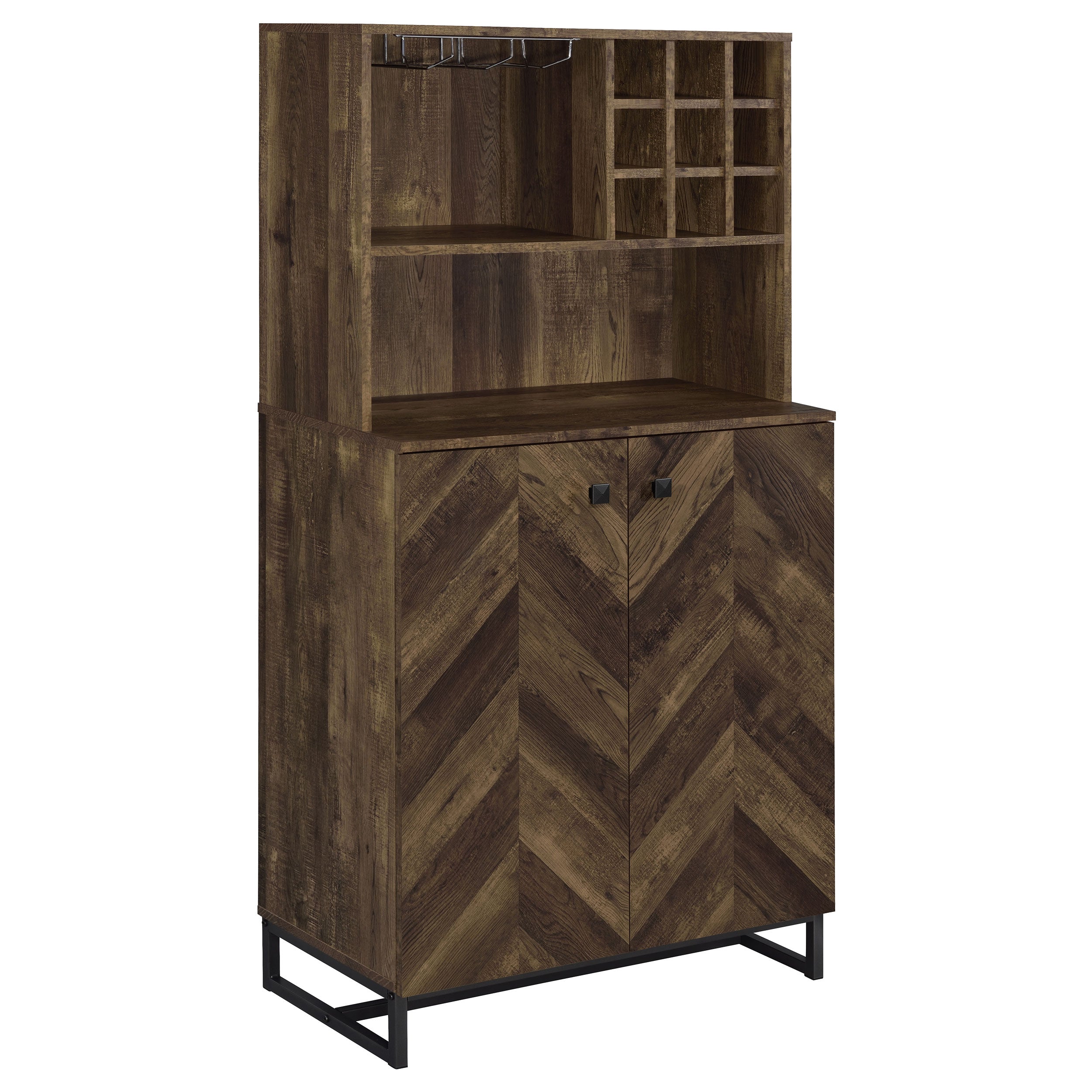 Orleans Furniture - Coaster - Mendoza 2-door Home Bar Cabinet Wine Storage Rustic Oak - 182082