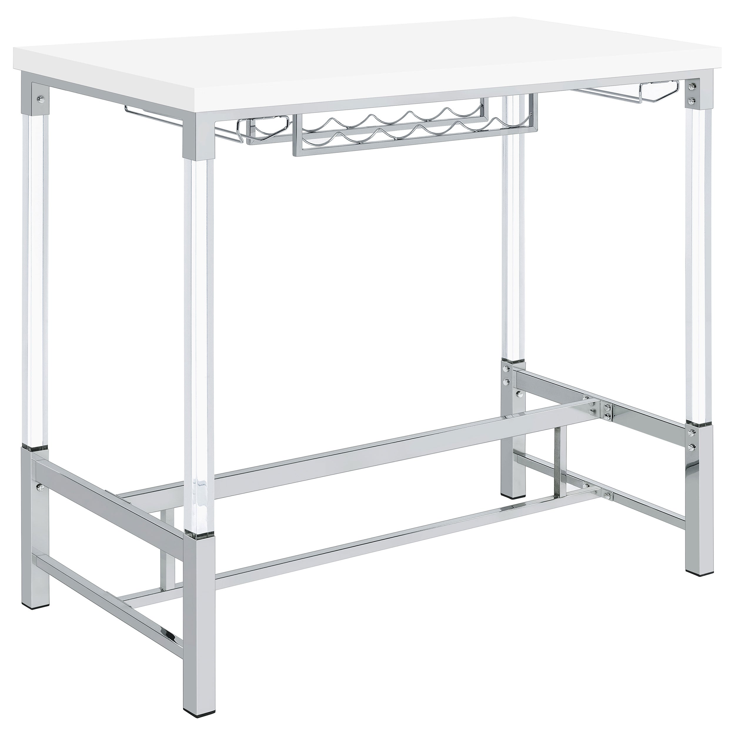 Orleans Furniture - Coaster - Norcrest 47-inch Acrylic Leg Bar Table White High Gloss - 182101