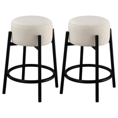 Orleans Furniture - Coaster - Leonard Upholstered Backless Counter Stool White (Set of 2) - 182175